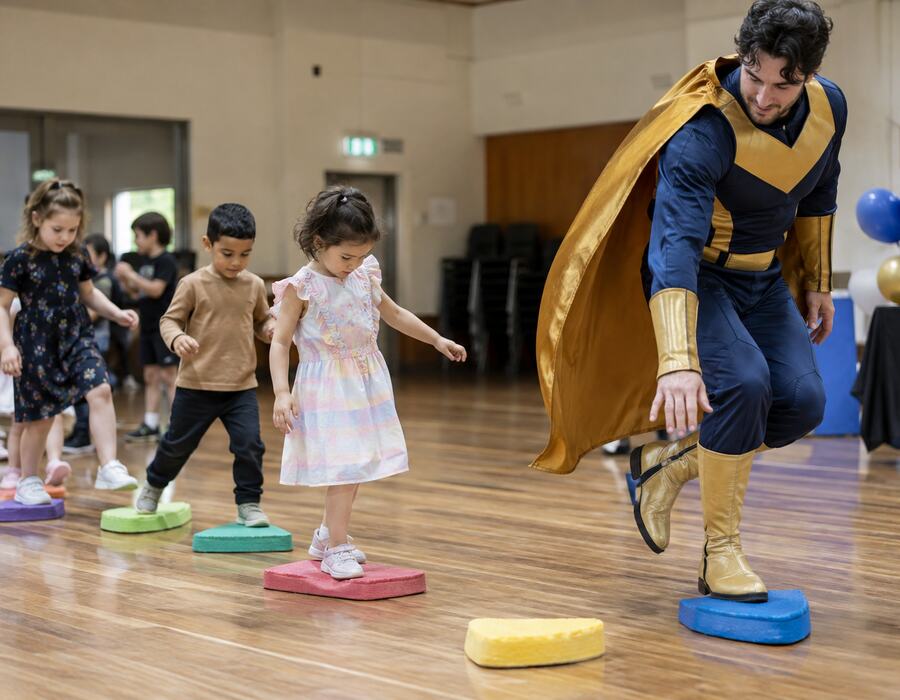 Children at a birthday party in a typical Brimbank setting. Use a real local photograph on