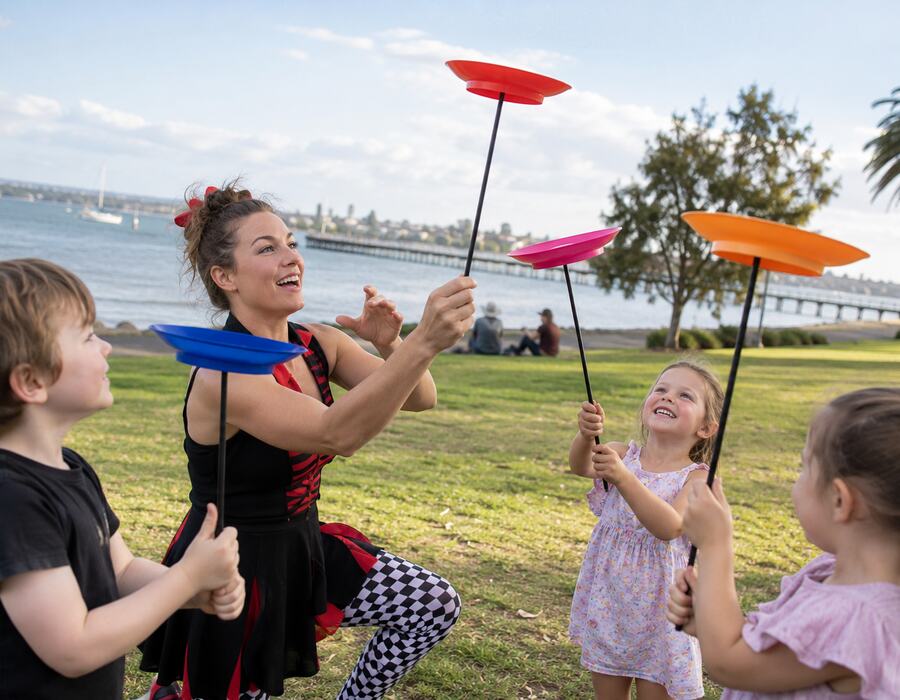 Children at a birthday party in a typical Geelong setting. Use a real local photograph onc