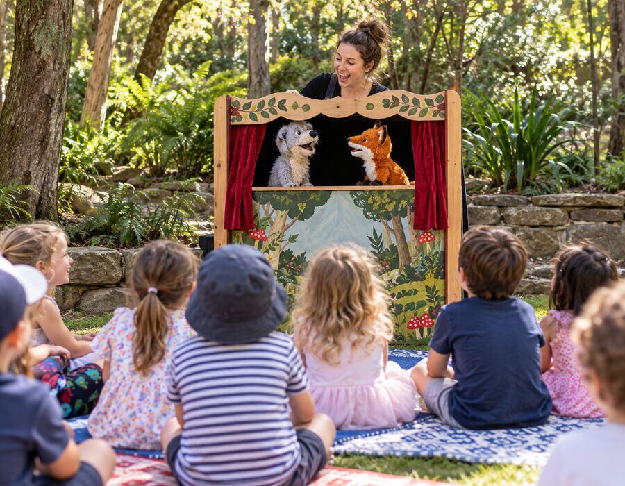 Kids enjoying the magic show.