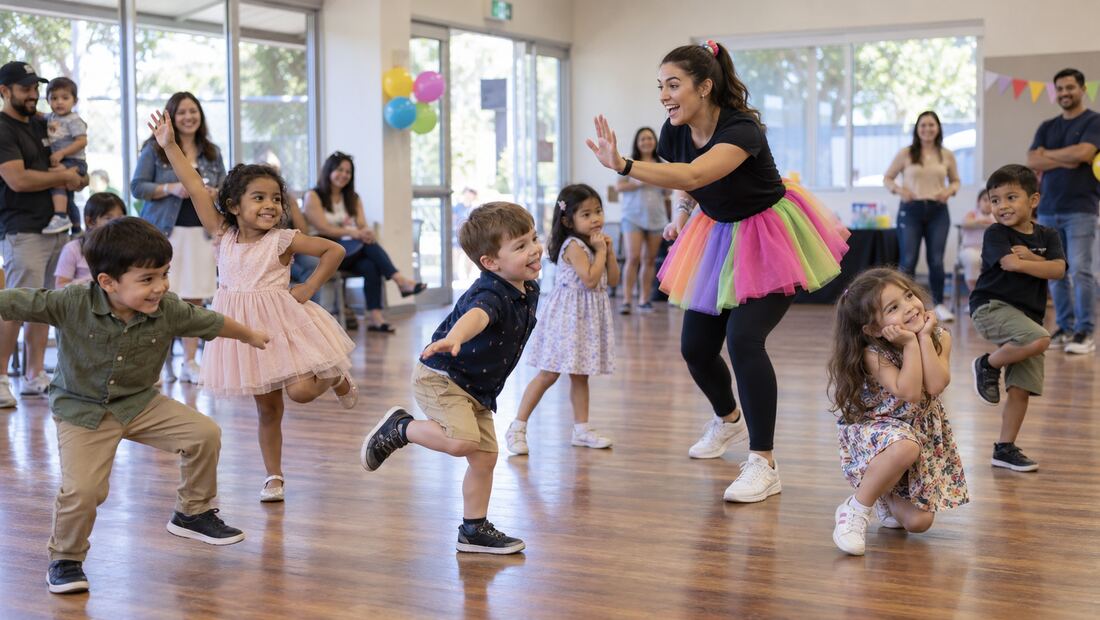Preschool dance setup that reflects the kind of spaces common in Liverpool.