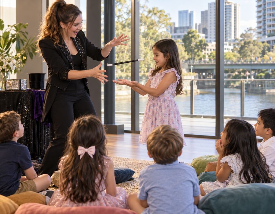 Children at a party in a typical Parramatta setting. Use a real local photograph